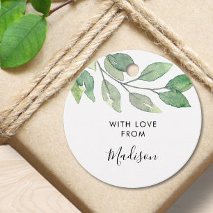 Personalized Watercolor Greenery Favour Tags