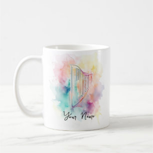 Personalized Watercolor Harp Mug