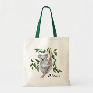 Personalized Watercolor Koala Bear Tote Bag