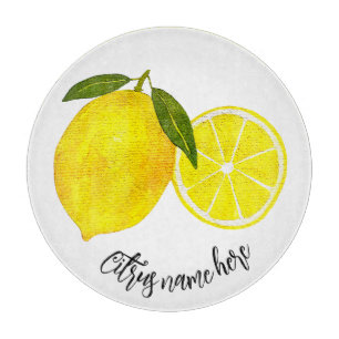 Personalized Watercolor Lemon Cutting Board
