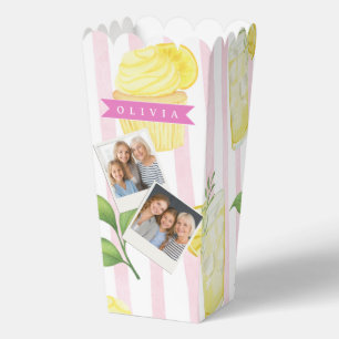 Personalized Watercolor Lemonade Cupcake Stripe Favour Box