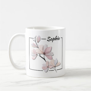 Personalized Watercolor Magnolia Coffee Mug