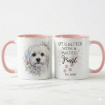 Personalized Watercolor Maltese Dog Mug