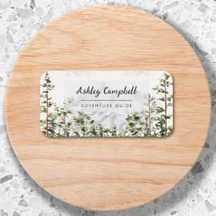 Personalized Watercolor Mountain and Forest Name Tag