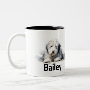 Personalized Watercolor Old English Sheepdog Mug