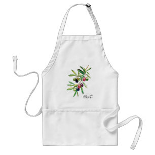 Personalized Watercolor Olive Branch Standard Apron