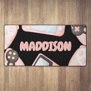 Personalized Watercolor Pink Gaming Desk Mat