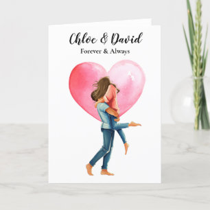 Personalized Watercolor Portrait Couple Holiday Card