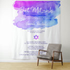 Personalized Watercolor Purple Blue Bat Mitzvah
