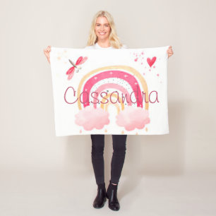 Personalized watercolor rainbow   fleece blanket