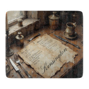 Personalized Watercolor Recipe Glass Cutting Board
