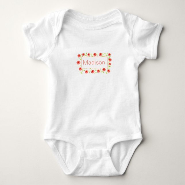 PERSONALIZED WATERCOLOR ROSE FRAME bodysuit (Front)
