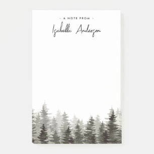 Personalized Watercolor Rustic Pine Trees Post-it Notes