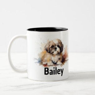 Personalized Watercolor Shih Tzu Puppy Mug