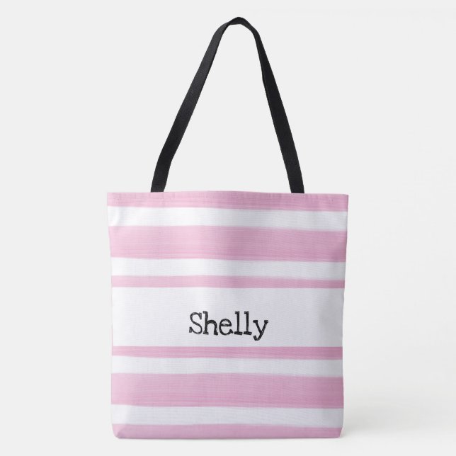 PERSONALIZED WATERCOLOR STRIPES TOTE BAG (Front)