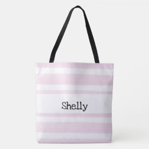 PERSONALIZED WATERCOLOR STRIPES TOTE BAG