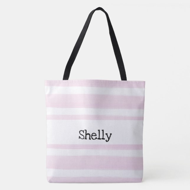 PERSONALIZED WATERCOLOR STRIPES TOTE BAG (Front)