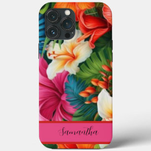 Personalized Watercolor tropical flowers summer  iPhone 13 Pro Max Case