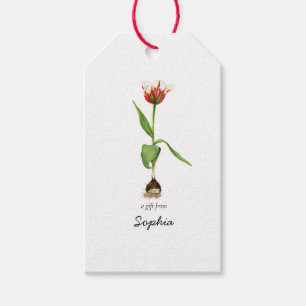 Personalized Watercolor Tulips Happy Birthday  Gift Tags