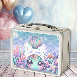 Personalized Watercolor Under the Sea  Metal Lunch Box