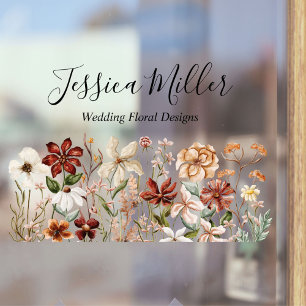 Personalized Watercolor Vintage Wildflower Floral Window Cling