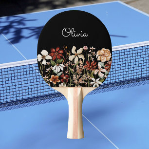 Personalized Watercolor Vintage Wildflower Meadow Ping Pong Paddle