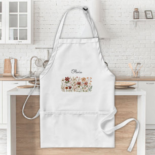 Personalized Watercolor Vintage Wildflower Meadow Standard Apron