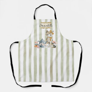 Personalized Watercolor Whimsical Cat Apron