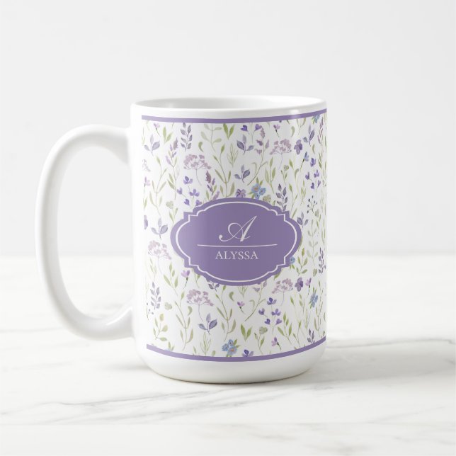 Personalized Watercolor Wildflower Mug (Left)