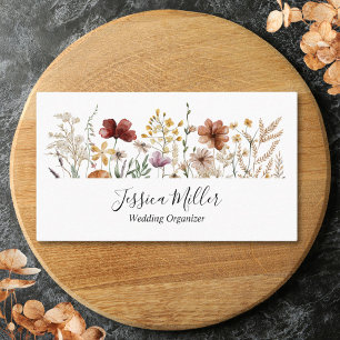 Personalized Watercolor Wildflower Pretty Floral Business Card