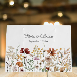 Personalized Watercolor Wildflower Pretty Floral Large Gift Bag
