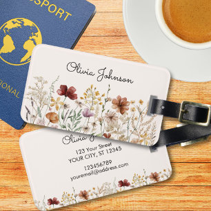 Personalized Watercolor Wildflower Pretty Floral Luggage Tag