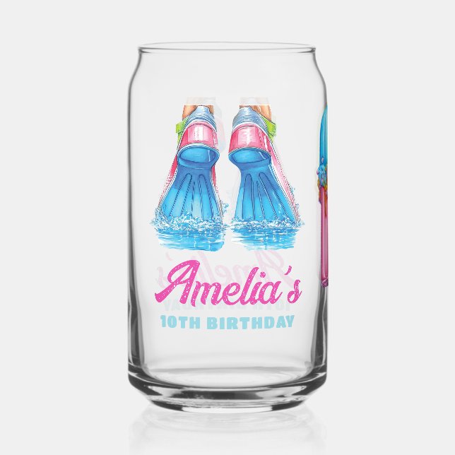 Personalized Waterpark Birthday Can Glass (Front)