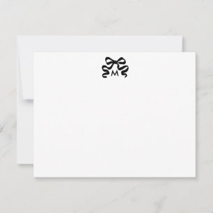 Personalized Wavy Ribbon Bow Monogram Initial Card