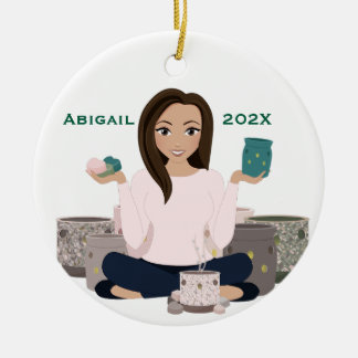 Personalized Wax Warmer Woman Ceramic Ornament