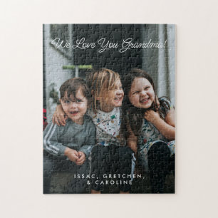 Personalized We Love You Grandma Photo Script Jigsaw Puzzle