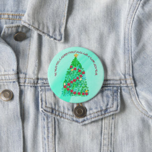 PERSONALIZED WE WISH YOU A MERRY CHRISTMAS 7.5 CM ROUND BADGE