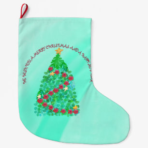 PERSONALIZED WE WISH YOU A MERRY CHRISTMAS LARGE CHRISTMAS STOCKING