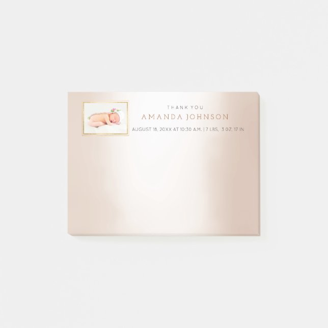 Personalized Wedding Baby Thank You Gift Favor Post-it Notes (Front)