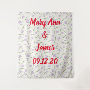 Personalized Wedding Backdrop Pink Gold Lights Tapestry