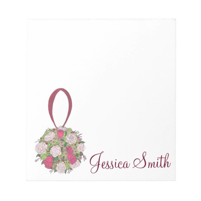 Personalized Wedding Bridal Party Bouquet Notepad (Front)