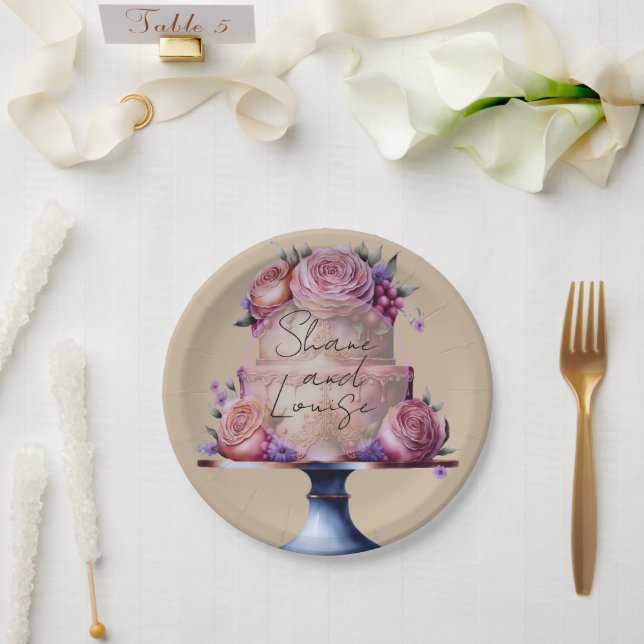 Personalized Wedding Brown Paper Plate (Wedding)