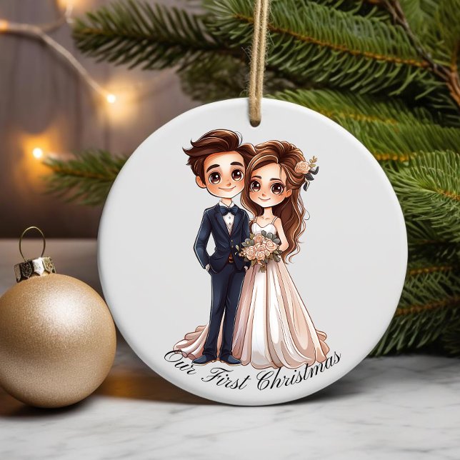 Personalized Wedding Couple, Our First Christmas, Ceramic Tree Decoration (Creator Uploaded)