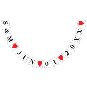 PERSONALIZED WEDDING DATE AND BRIDE+GROOM INITIALS BUNTING