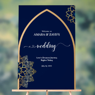 Personalized Wedding – Gold & Dark Blue Acrylic Sign