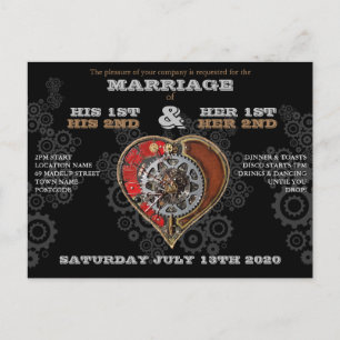 Personalized Wedding Invitation Steampunk Style Postcard