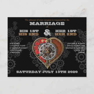Personalized Wedding Invitation Steampunk Style Postcard
