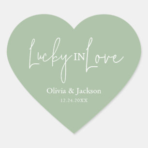 Personalized Wedding Lottery Ticket Couple Name Heart Sticker