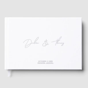 Personalized Wedding Modern Minimalist White Guest Book