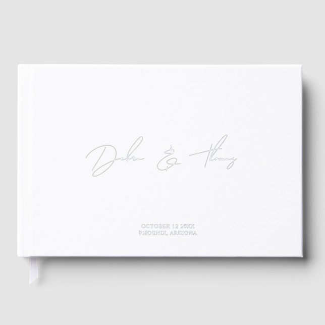 Personalized Wedding Modern Minimalist White Guest Book (Front)